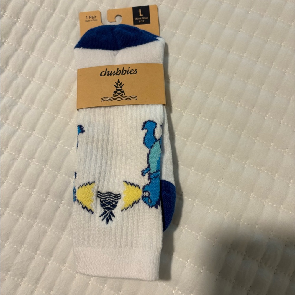 NWT Men’s Chubbies All Day Sock The Roaring Dino (Dinosaur) Size Large $15.